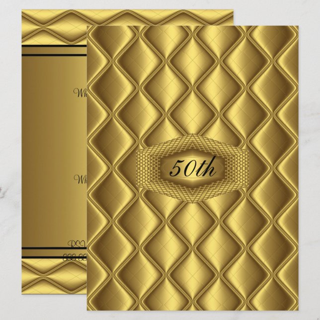 Invitación Fiesta de aniversario de cumpleaños número 50 de d (Anverso / Reverso)