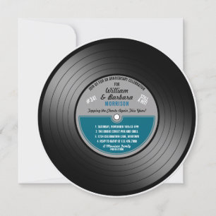 Invitación Fiesta de aniversario de disco de vinilo etiqueta