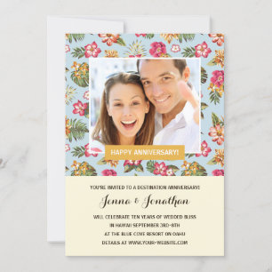 Invitación Fiesta de aniversario de foto de Luau tropical