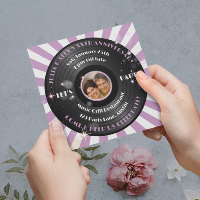 Invitación Fiesta de Aniversario de la pareja Retro Vinyl (Subido por el creador)