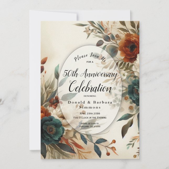 Invitación Fiesta de Aniversario de las Flores de Otoño del A (Anverso)