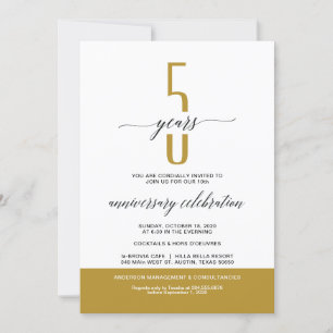 Invitación FIESTA de aniversario de negocios moderno GOLD inv