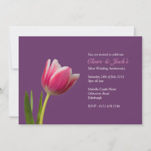Invitación Fiesta de aniversario de tulipano rosado único - m