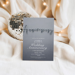 Invitación Fiesta de Aniversario del Boda Metálico Gris Moder