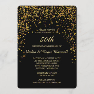 Invitación Fiesta de aniversario del confeti de la cinta del