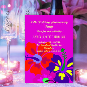 Invitación Fiesta de Aniversario Diseño de Hibisco Negrita