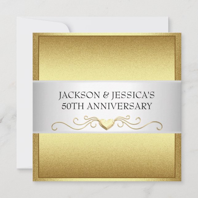 Invitación Fiesta de aniversario elegante de los corazones (Anverso)