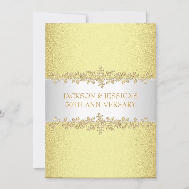 Invitación Fiesta de aniversario elegante de los rosas 50.os (Anverso)