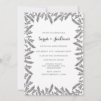 Invitación Fiesta de Aniversario Elegante de Rústico Blanco y