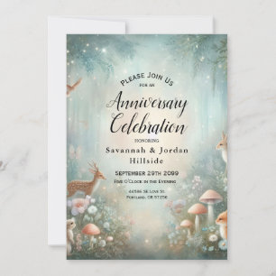 Invitación Fiesta de Aniversario Forestal verde azulado y Enc