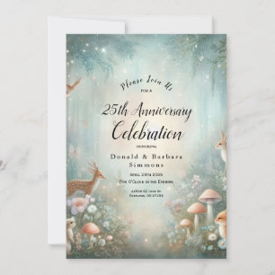 Invitación Fiesta de Aniversario Forestal verde azulado y Enc