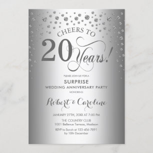 Invitación Fiesta de aniversario número 20 de Sorpresa de Dia