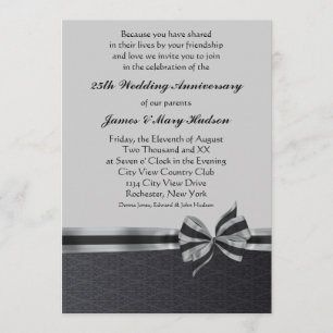 Invitación Fiesta de aniversario número 25 de Black Damask Si