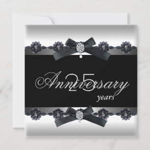 Invitación Fiesta de aniversario número 25 Diamante negro y b