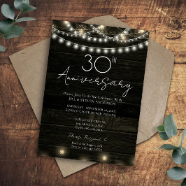 Invitación Fiesta de aniversario número 30 Luces de madera rú