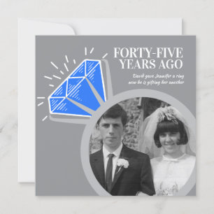 Invitación fiesta de aniversario número 45 anillo de zafiro d