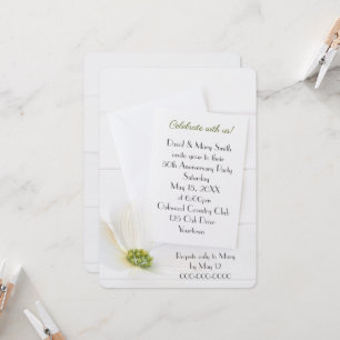 Invitación Fiesta de aniversario número 50 Cosmos Blanco en M