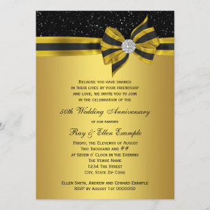 Invitación Fiesta de aniversario número 50 de elegante lazo n