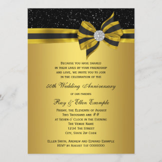 Invitación Fiesta de aniversario número 50 de elegante lazo n