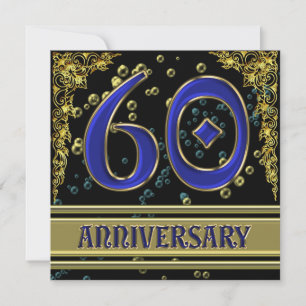 Invitación fiesta de aniversario número 60 de Black and Gold