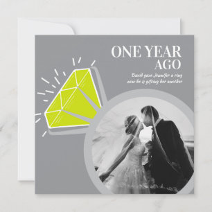 Invitación fiesta de aniversario número uno, anillo de perido