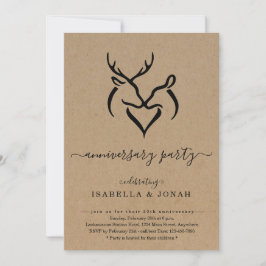Invitación Fiesta de aniversario Rustic Buck & Doe Cuerna de 