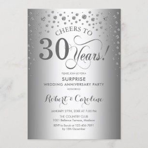 Invitación Fiesta de aniversario sorpresa 25 años elegante pl