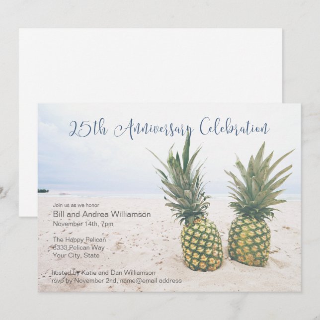 Invitación Fiesta de Aniversario Tropical 25 (Anverso / Reverso)