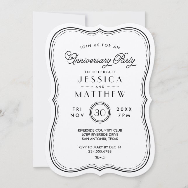 Invitación Fiesta de aniversario Vintage Kraft Art Deco (Anverso)