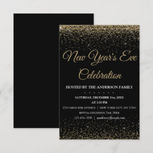 Invitación fiesta de Año Nuevo 2018 Purpurina de espuma