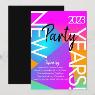 Invitación Fiesta de Año Nuevo 2023 con Formas de Neón Gradie