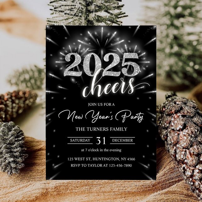 Invitación Fiesta de Año Nuevo 2025 Silver Modern (Subido por el creador)