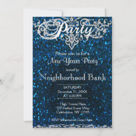 Invitación Fiesta de Año Nuevo | Azul y plata