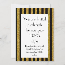 Invitación Fiesta de Año Nuevo Black and Gold Gatsby de los a