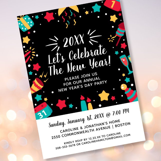 Invitación Fiesta de Año Nuevo celebra fiesta 2018 (Subido por el creador)