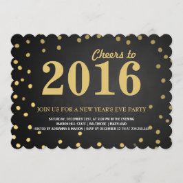 Invitación Fiesta de Año Nuevo Chalkboard Gold Confetti 2016