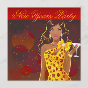 Invitación Fiesta de Año Nuevo Club Volante rojo/amarillo
