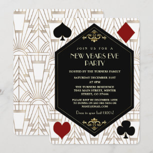 Invitación Fiesta de Año Nuevo con Juegos de Casino Glam Roar