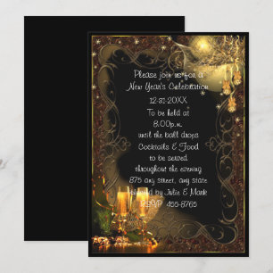 Invitación Fiesta de Año Nuevo de la moda del Black Gold Cham