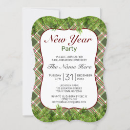 Invitación Fiesta de Año Nuevo de la Rama Verde de Plata Roja