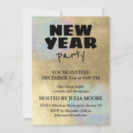 Invitación Fiesta de Año Nuevo de la Textura Dorada e Irlande