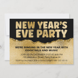 Invitación Fiesta de Año Nuevo de textura negra y Relieve met