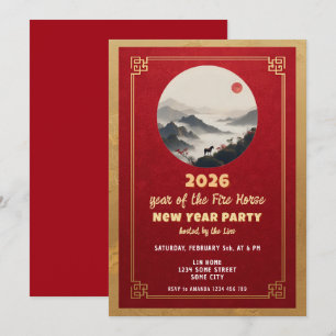 Invitación Fiesta de Año Nuevo del Caballo 2026 Año Nuevo Chi