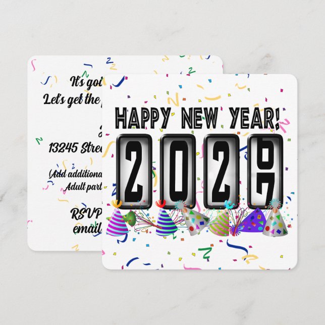 Invitación Fiesta de Año Nuevo del Odómetro 2027 (Anverso / Reverso)