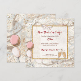 Invitación Fiesta de Año Nuevo Gold Confetti Champagne Glam