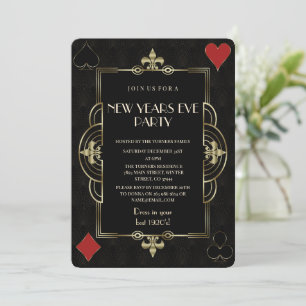 Invitación Fiesta de Año Nuevo Gold Royal Fleur-de-Lis Art De