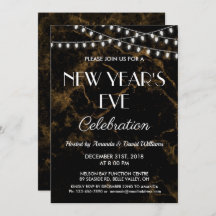 Fiesta de Año Nuevo ilumina mármol negro de oro