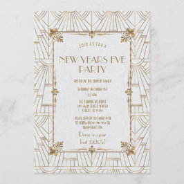 Invitación Fiesta de Año Nuevo Royal Fleur-de-Lis Art Deco