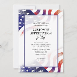 Invitación Fiesta de Apreciación del Cliente con Bandera Patr