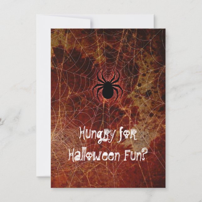 Invitación Fiesta de araña de hambre en Halloween (Anverso)